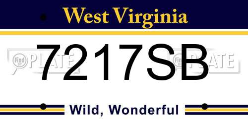 7217SB West Virginia License Plate