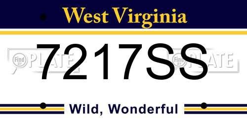 7217SS West Virginia License Plate