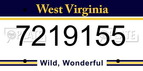 7219155 West Virginia License Plate