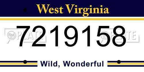 7219158 West Virginia License Plate