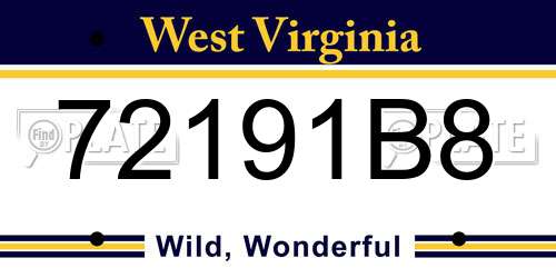72191B8 West Virginia License Plate