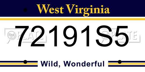 72191S5 West Virginia License Plate