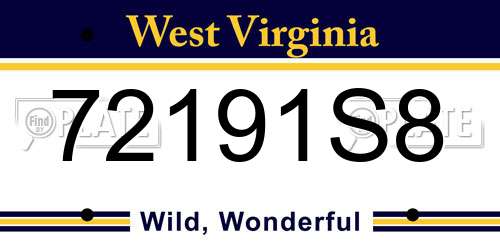72191S8 West Virginia License Plate