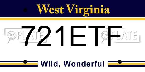 721ETF West Virginia License Plate