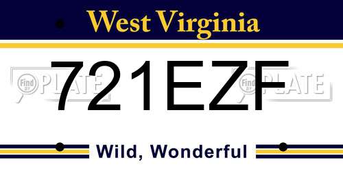 721EZF West Virginia License Plate