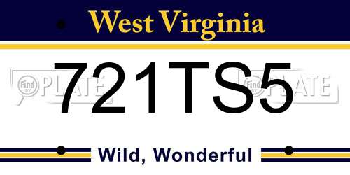 721TS5 West Virginia License Plate