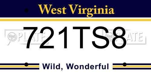 721TS8 West Virginia License Plate