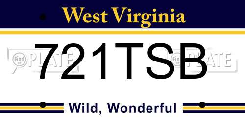 721TSB West Virginia License Plate