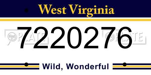 7220276 West Virginia License Plate