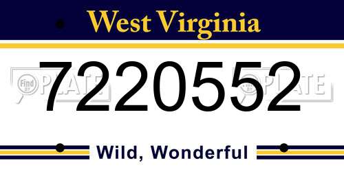 7220552 West Virginia License Plate
