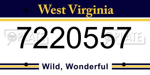 7220557 West Virginia License Plate