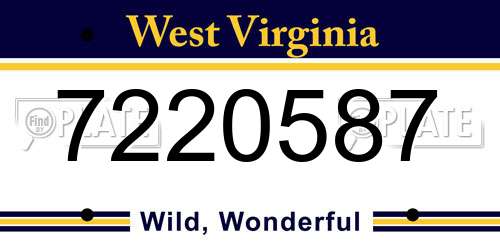 7220587 West Virginia License Plate