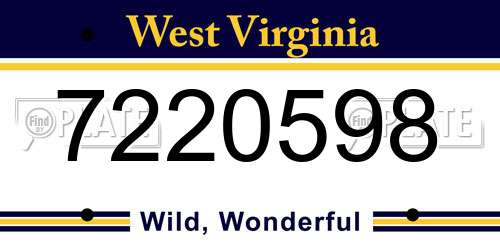 7220598 West Virginia License Plate