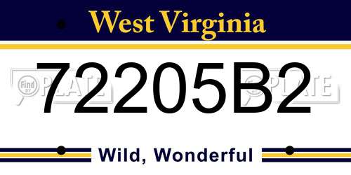 72205B2 West Virginia License Plate