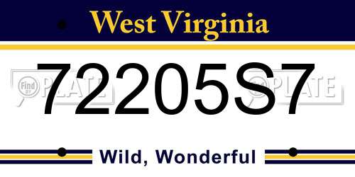 72205S7 West Virginia License Plate