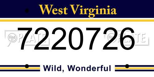 7220726 West Virginia License Plate
