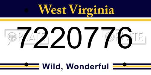 7220776 West Virginia License Plate