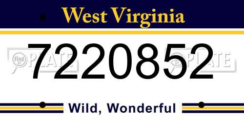 7220852 West Virginia License Plate