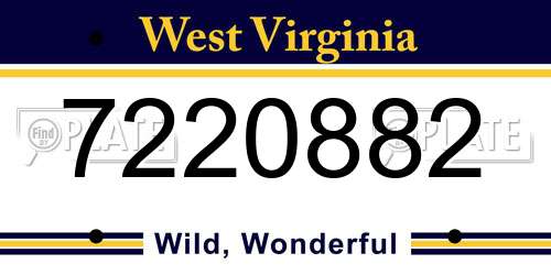 7220882 West Virginia License Plate