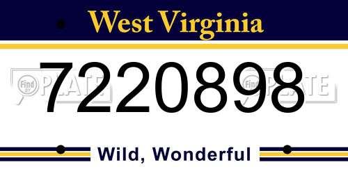 7220898 West Virginia License Plate
