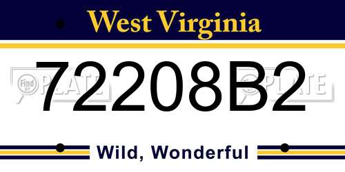 72208B2 West Virginia License Plate