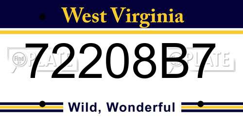 72208B7 West Virginia License Plate