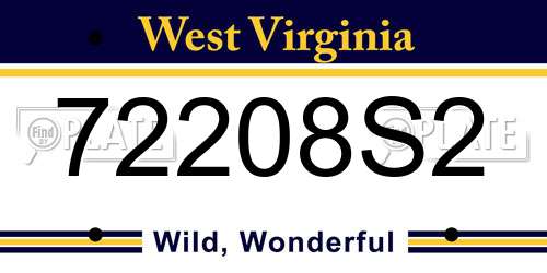 72208S2 West Virginia License Plate