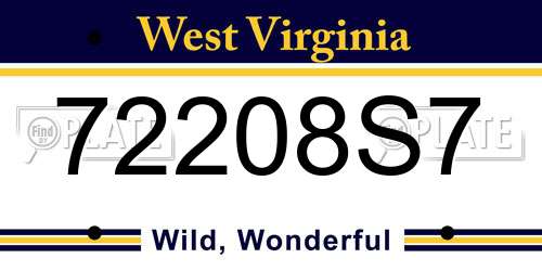 72208S7 West Virginia License Plate
