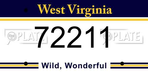 72211 West Virginia License Plate
