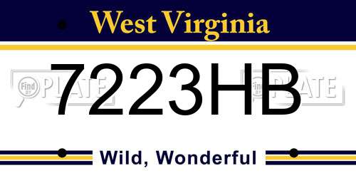 7223HB West Virginia License Plate