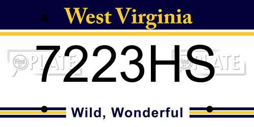 7223HS West Virginia License Plate