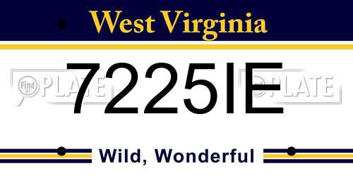 7225IE West Virginia License Plate