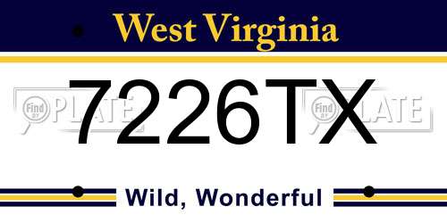 7226TX West Virginia License Plate