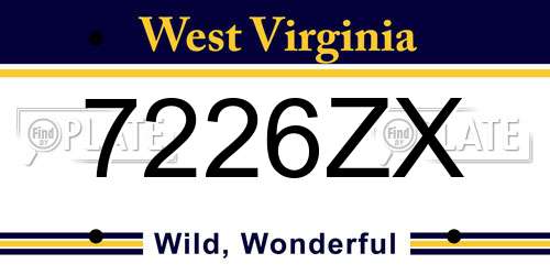 7226ZX West Virginia License Plate