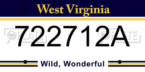 722712A West Virginia License Plate