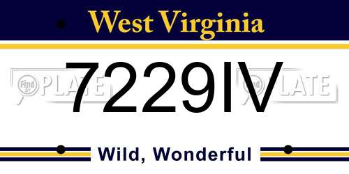 7229IV West Virginia License Plate