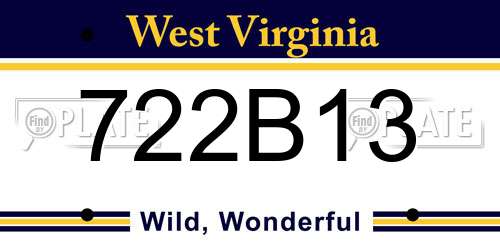 722B13 West Virginia License Plate