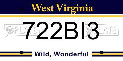 722BI3 West Virginia License Plate