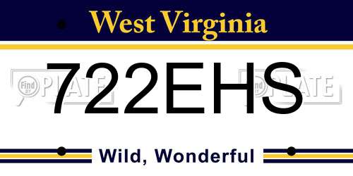 722EHS West Virginia License Plate