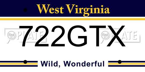 722GTX West Virginia License Plate