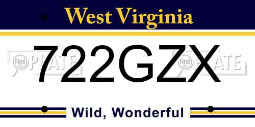 722GZX West Virginia License Plate