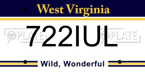 722IUL West Virginia License Plate