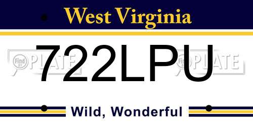 722LPU West Virginia License Plate