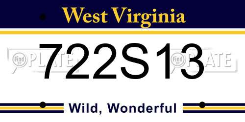 722S13 West Virginia License Plate