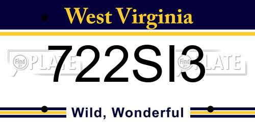 722SI3 West Virginia License Plate