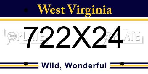 722X24 West Virginia License Plate