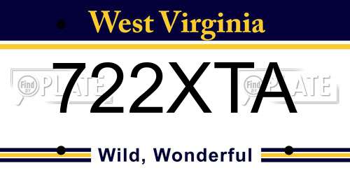 722XTA West Virginia License Plate