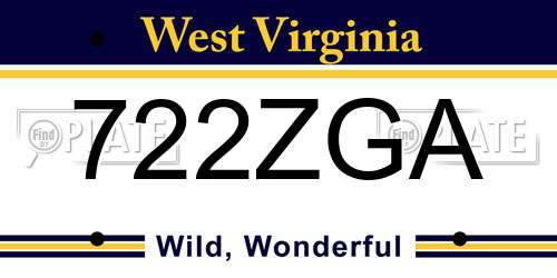 722ZGA West Virginia License Plate