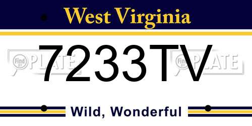 7233TV West Virginia License Plate