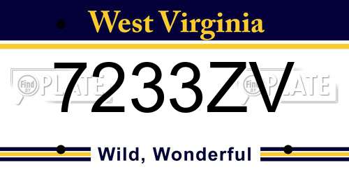 7233ZV West Virginia License Plate